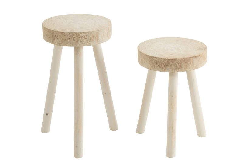 Set de 2 tabourets paulownia bois blanc - Image 3