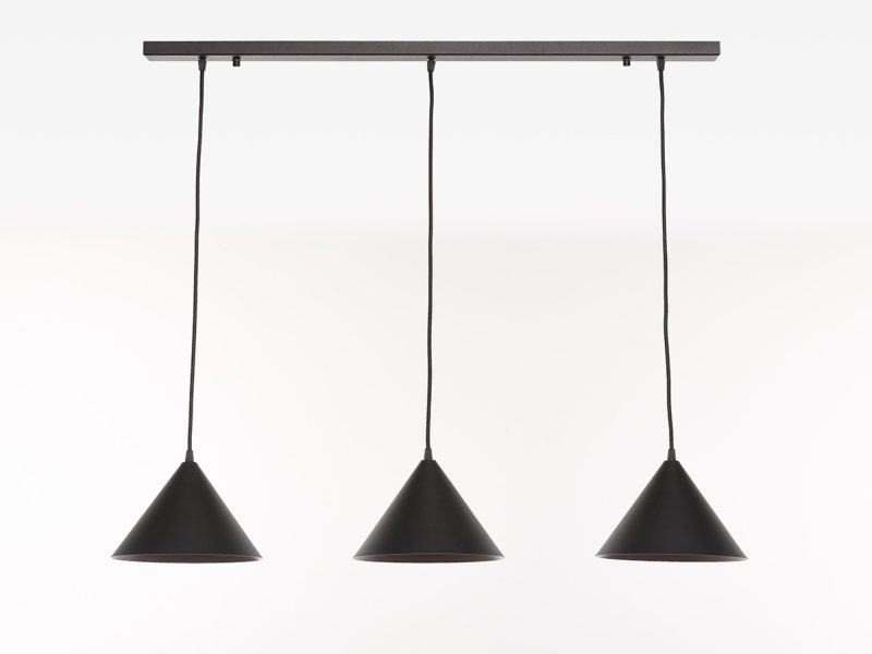 Lampe pendante 3 points lumineux finition noire