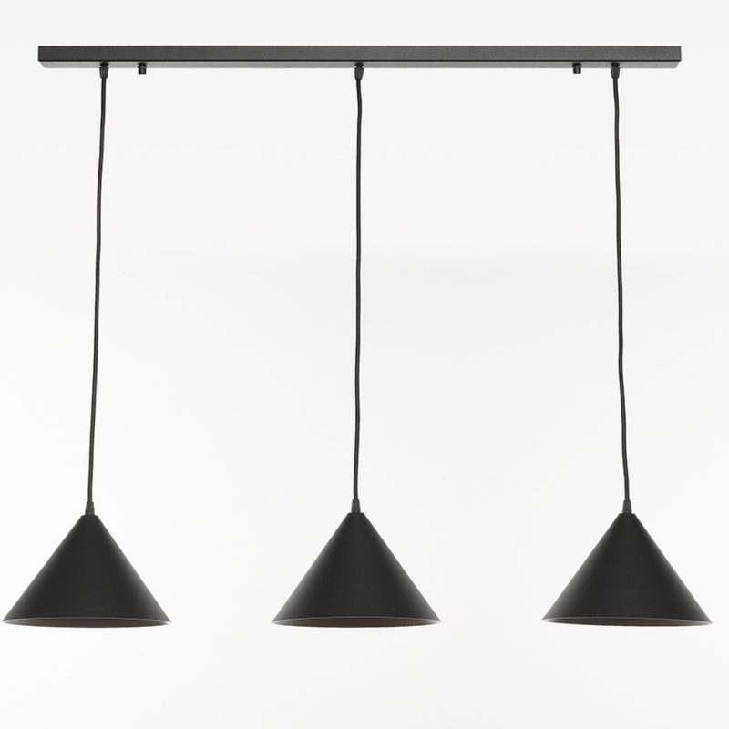 Lampe pendante 3 points lumineux finition noire