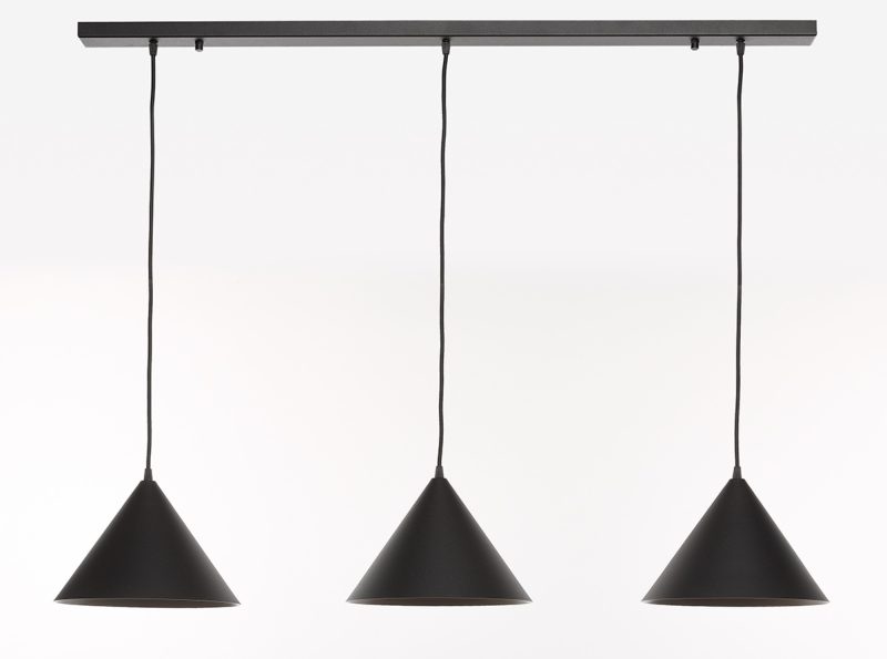 Lampe pendante 3 points lumineux finition noire