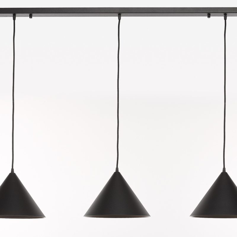 Lampe pendante 3 points lumineux finition noire