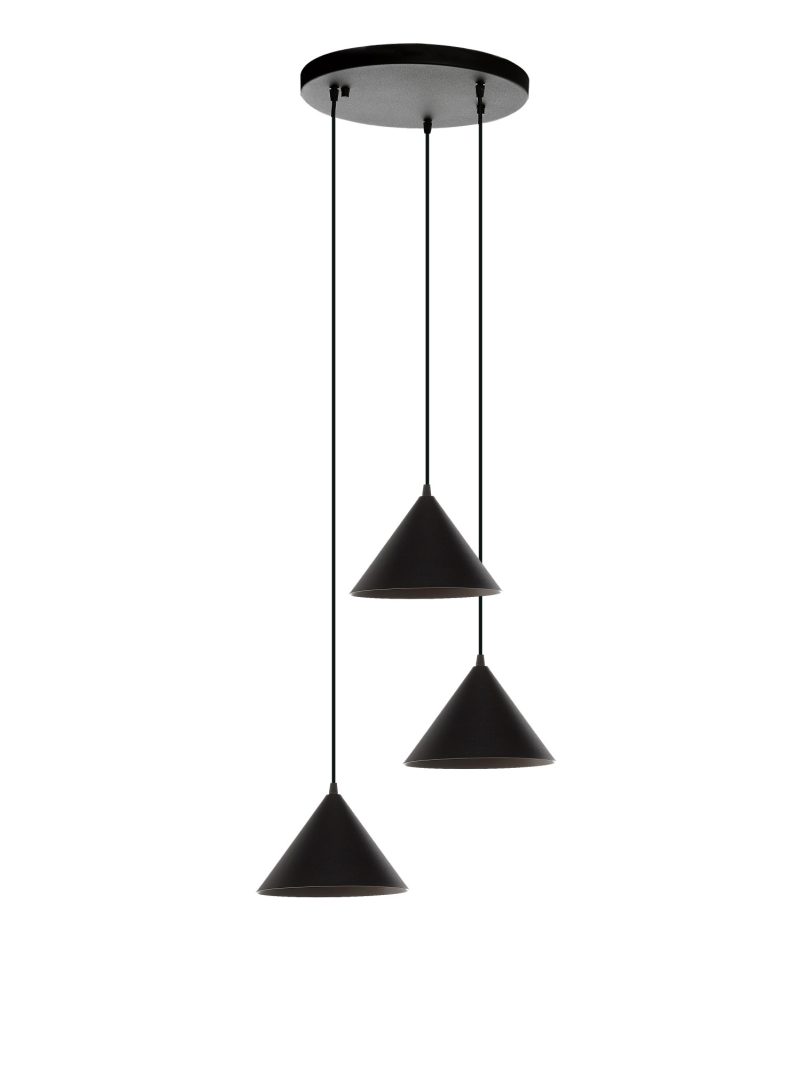 Lampe pendante 3 lumières, finition noire