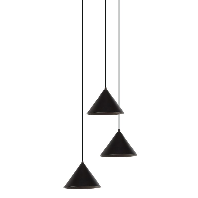 Lampe pendante 3 lumières, finition noire