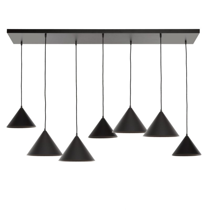 Suspension 7 points lumineux élégant noir