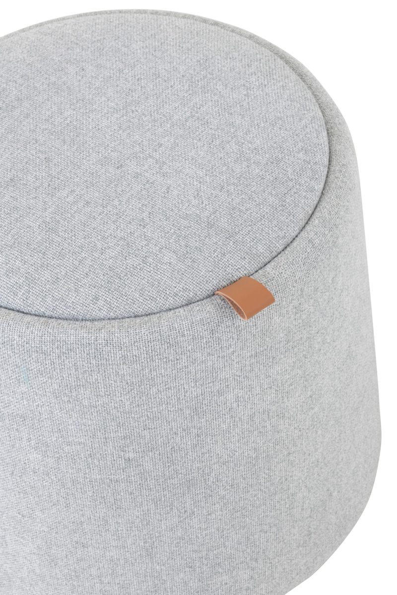 Pouf/table d'appoint rond textile/bois gris clair - Image 5