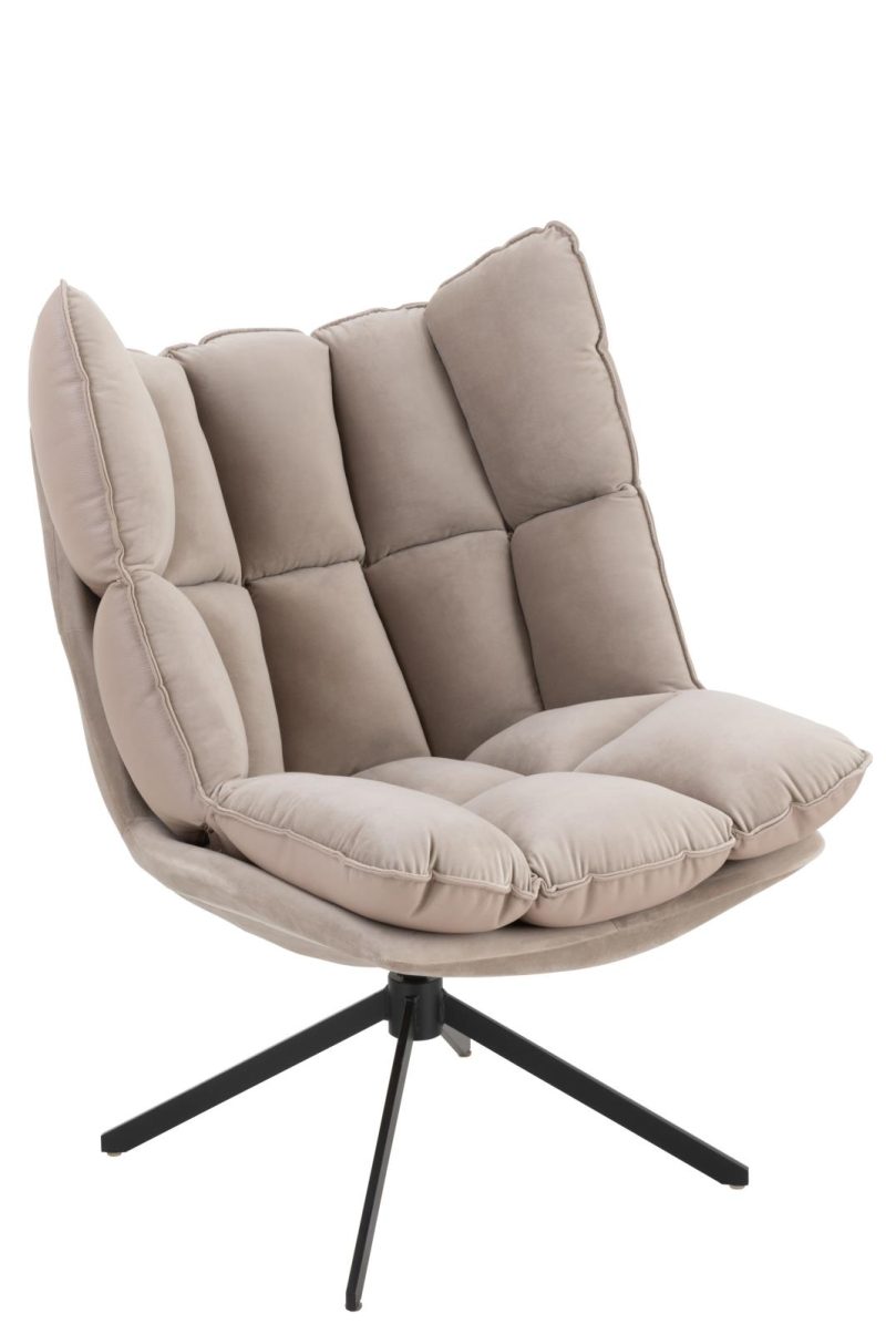 Chaise relax coussins sur cadre textile/metal gris clair