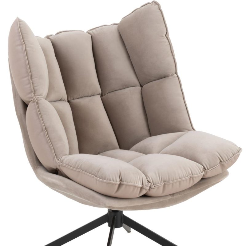 Chaise relax coussins sur cadre textile/metal gris clair