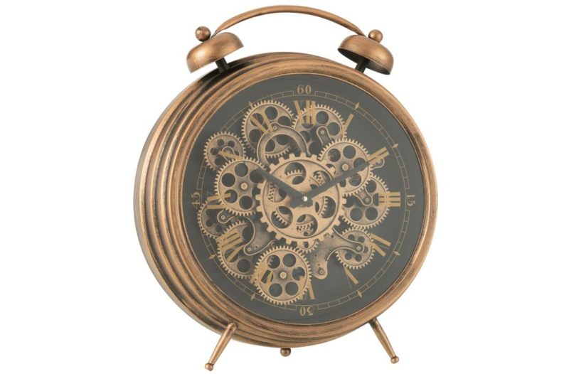 Reveil chiffres romains mecanisme metal cuivre large