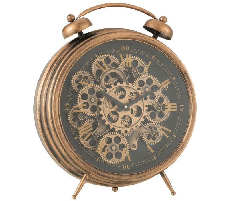 Reveil chiffres romains mecanisme metal cuivre large