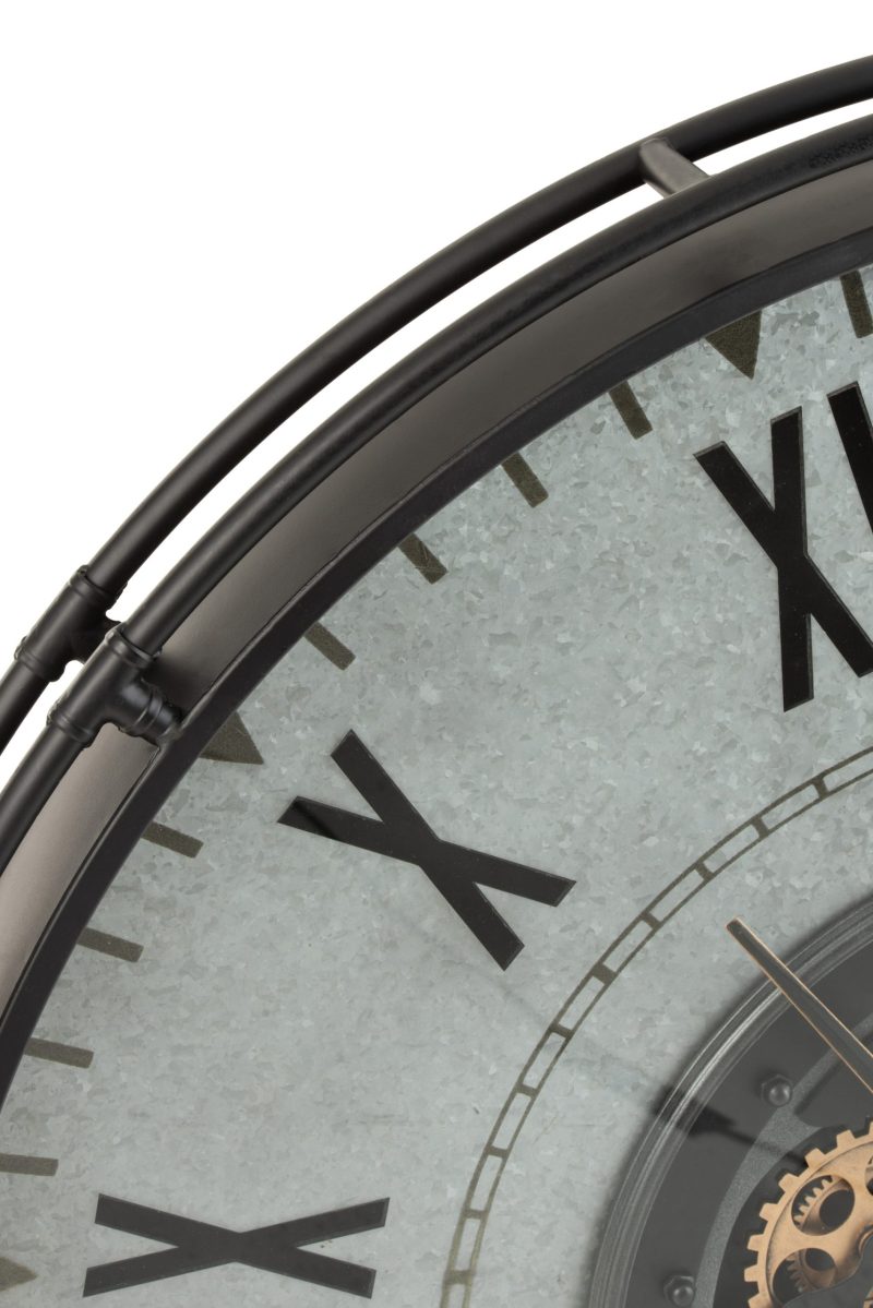 Horloge bord metallique chiffres romains metal gris/noir/or large - Image 2
