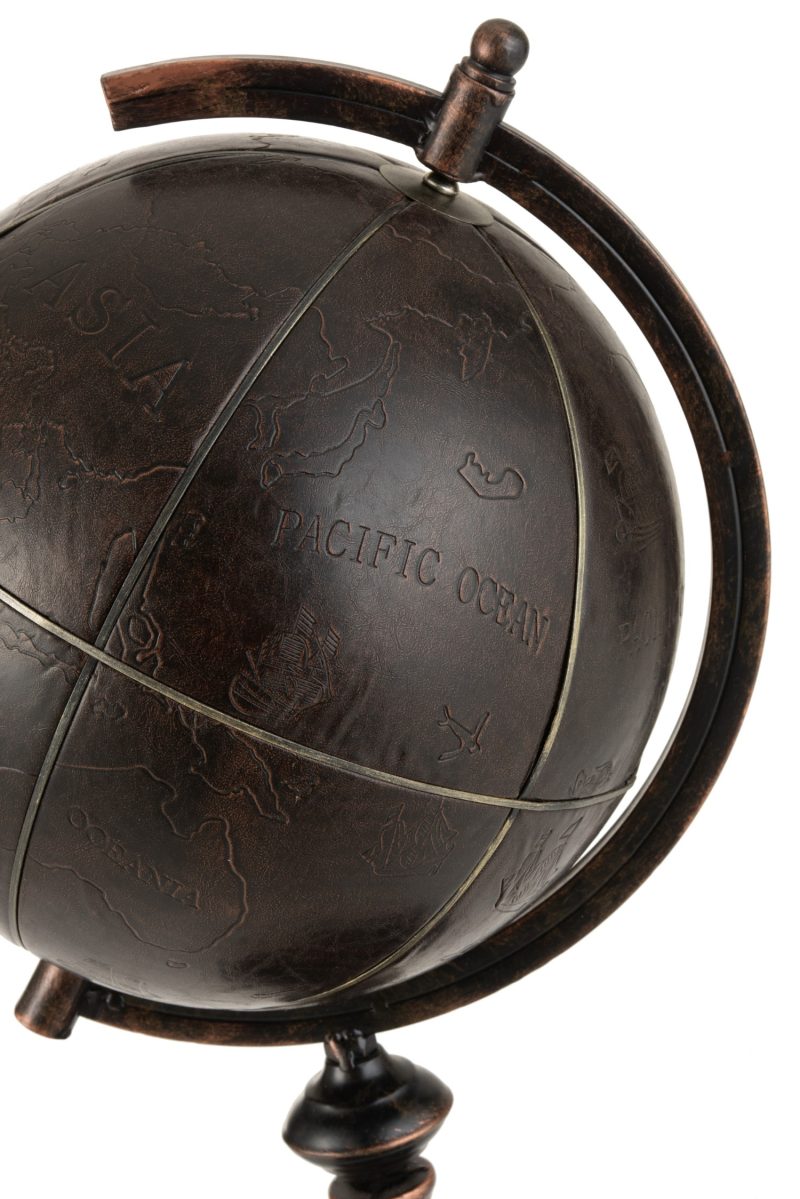 Mappemonde gravure metal marron fonce - Image 2