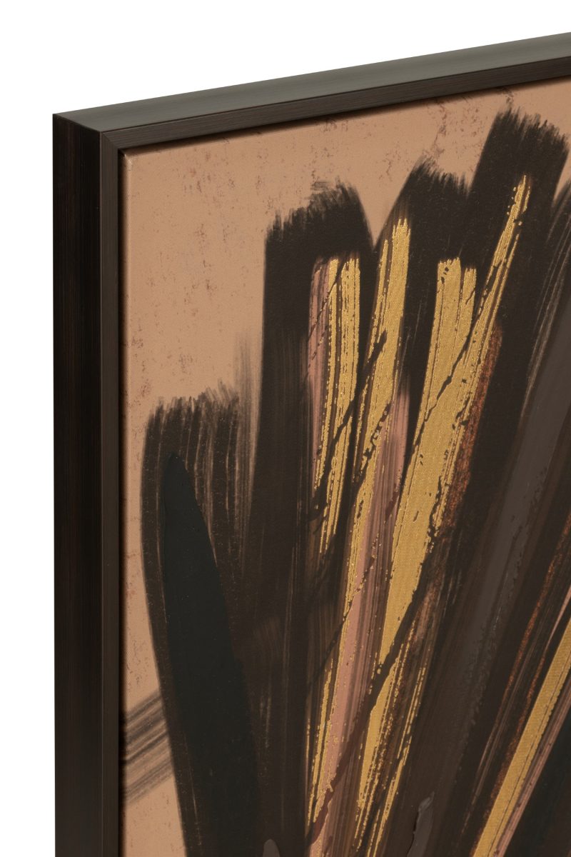 Cadre femme africaine lignes bois/toile marron/noir - Image 2