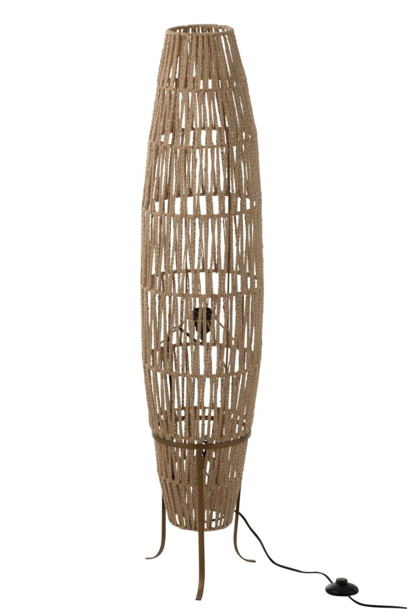 Lampadaire tissage jute beige large