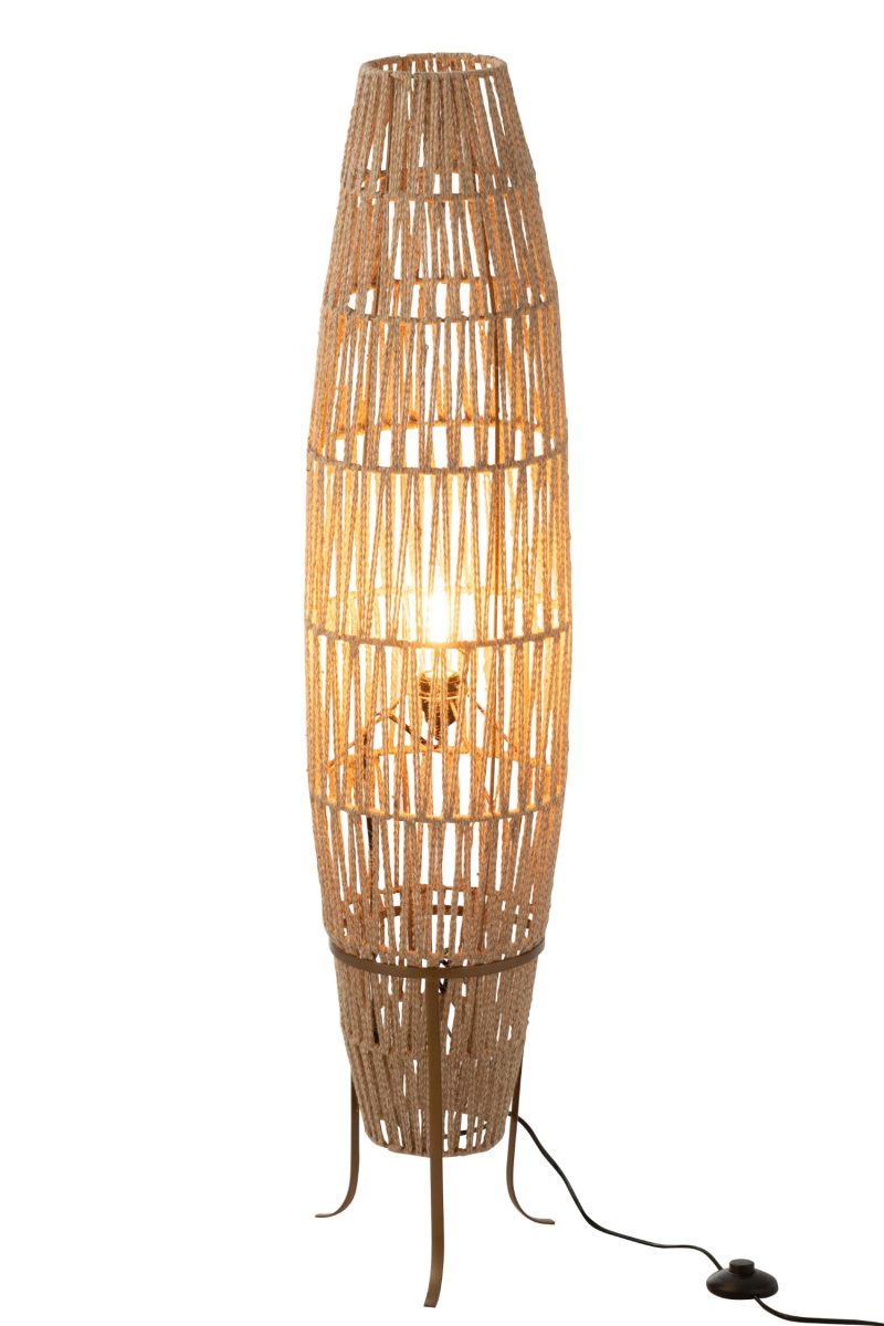 Lampadaire tissage jute beige large - Image 2