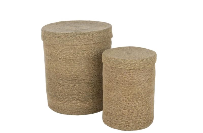 Set 2 paniers hauts marie herbes marines naturel