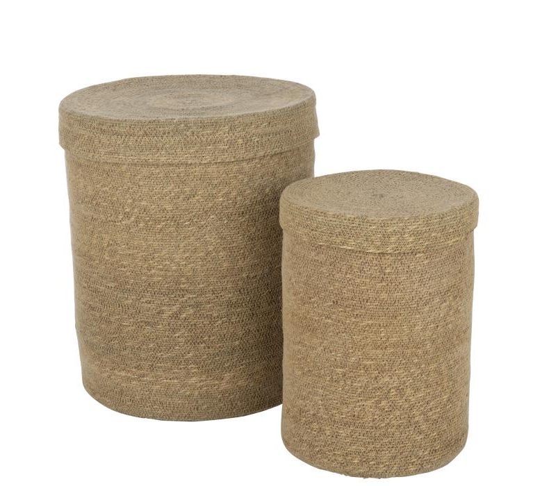 Set 2 paniers hauts marie herbes marines naturel