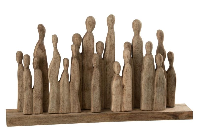 Grand groupe personages bois naturel
