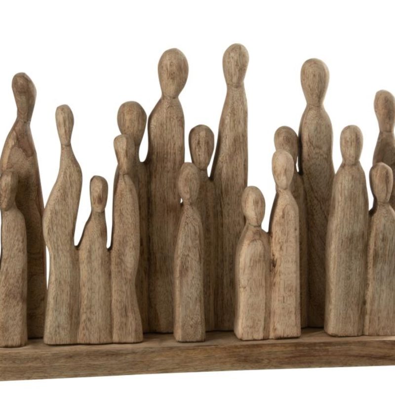 Grand groupe personages bois naturel