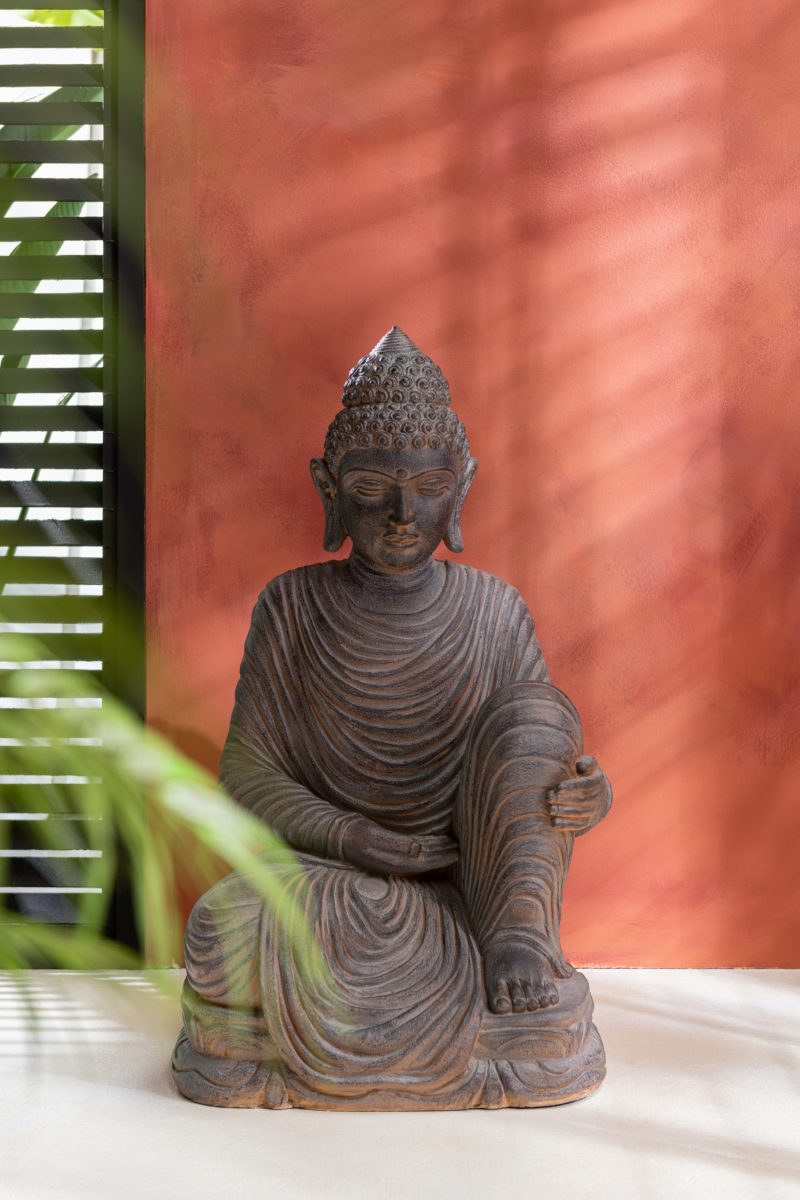 Bouddha assis exterieur magnesium marron - Image 4
