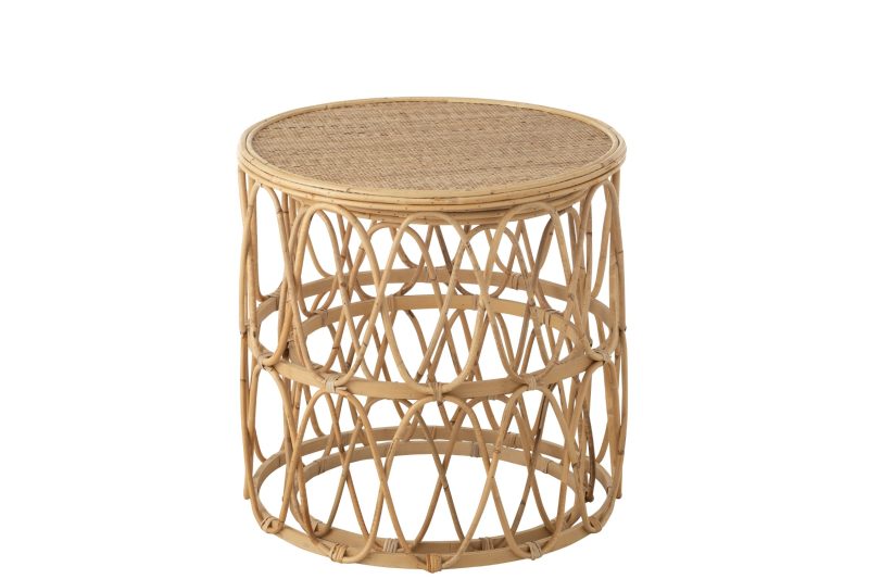 Set 2 table gigogne vague motif rotin naturel - Image 2