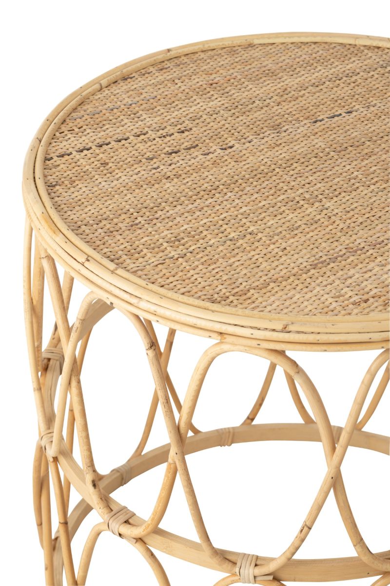 Set 2 table gigogne vague motif rotin naturel - Image 3