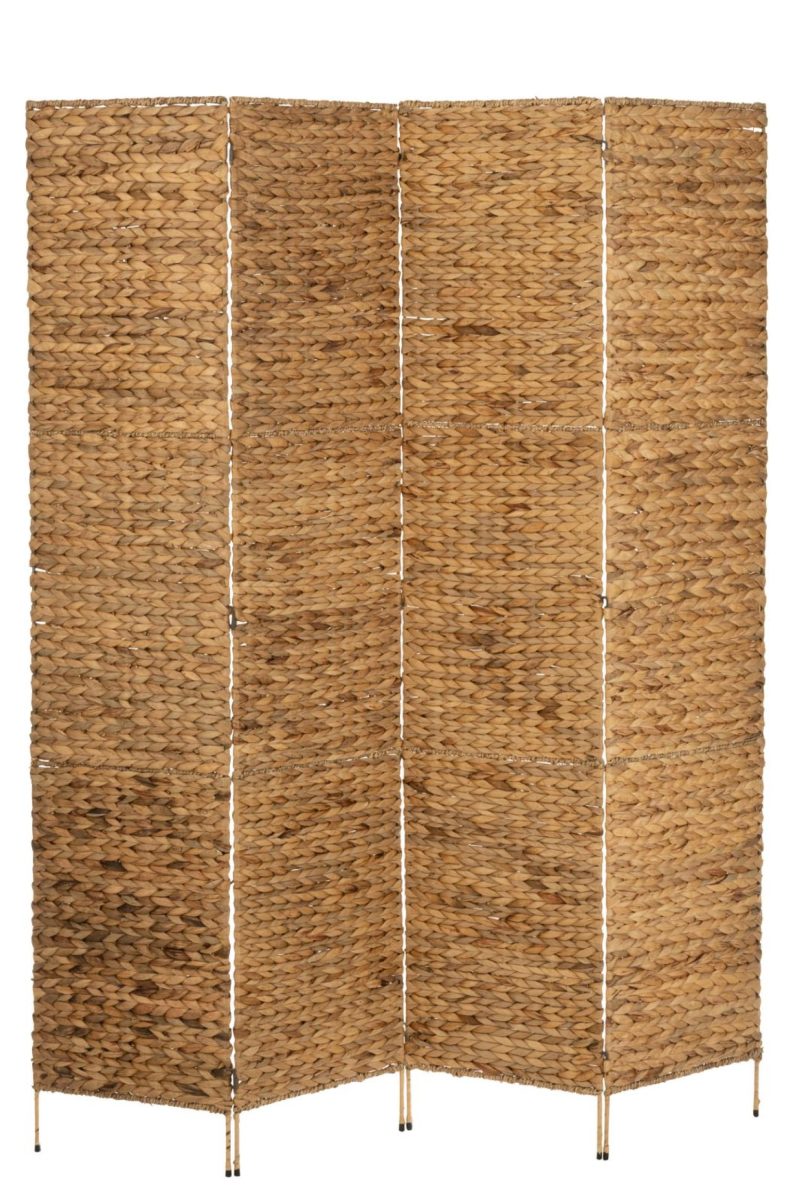 Ecran pliable 4 panneaux jacinte d'eau naturel