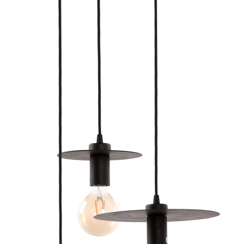 Suspension 3 points lumineux rond couleur rouille
