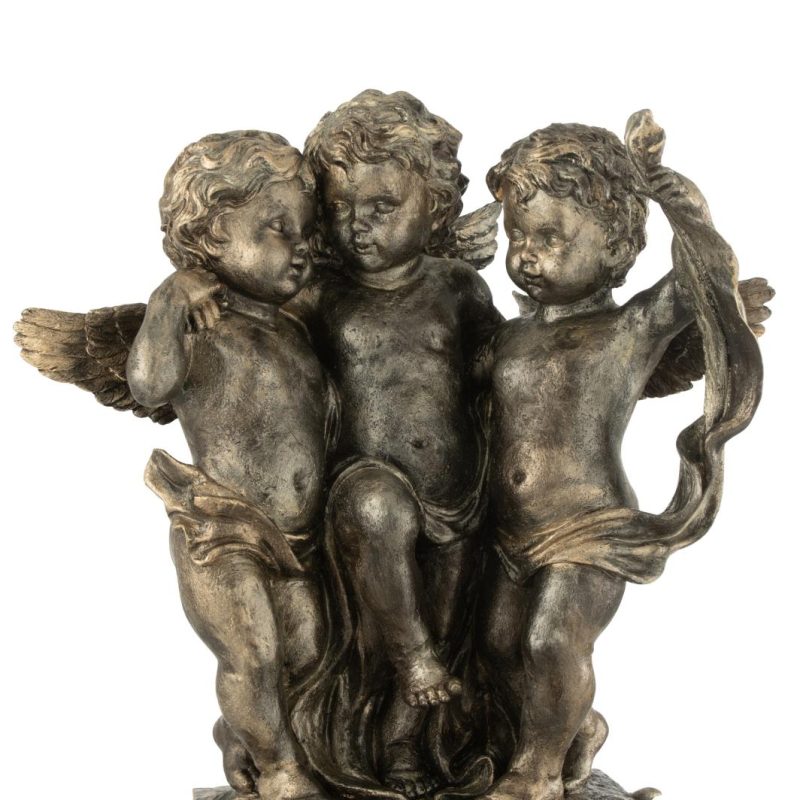 Anges 3 debout arcs resine bronze