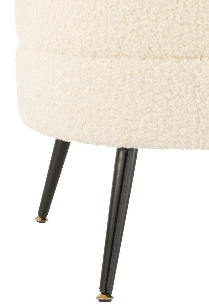 Pouf rond metal pieds bouclé blanc - Image 3
