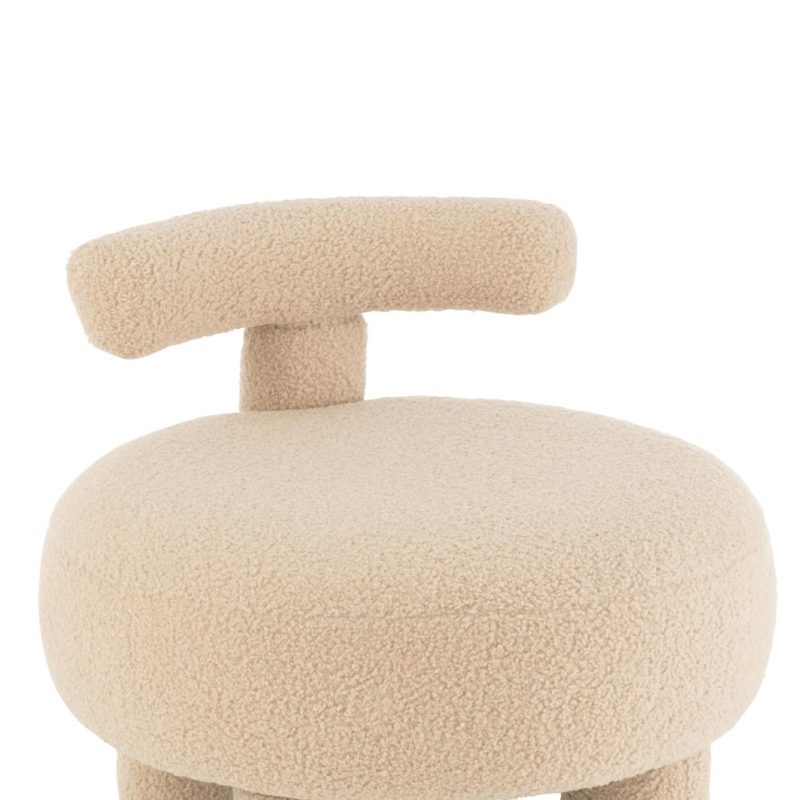 Pouf rond dossier bouclé chaud beige