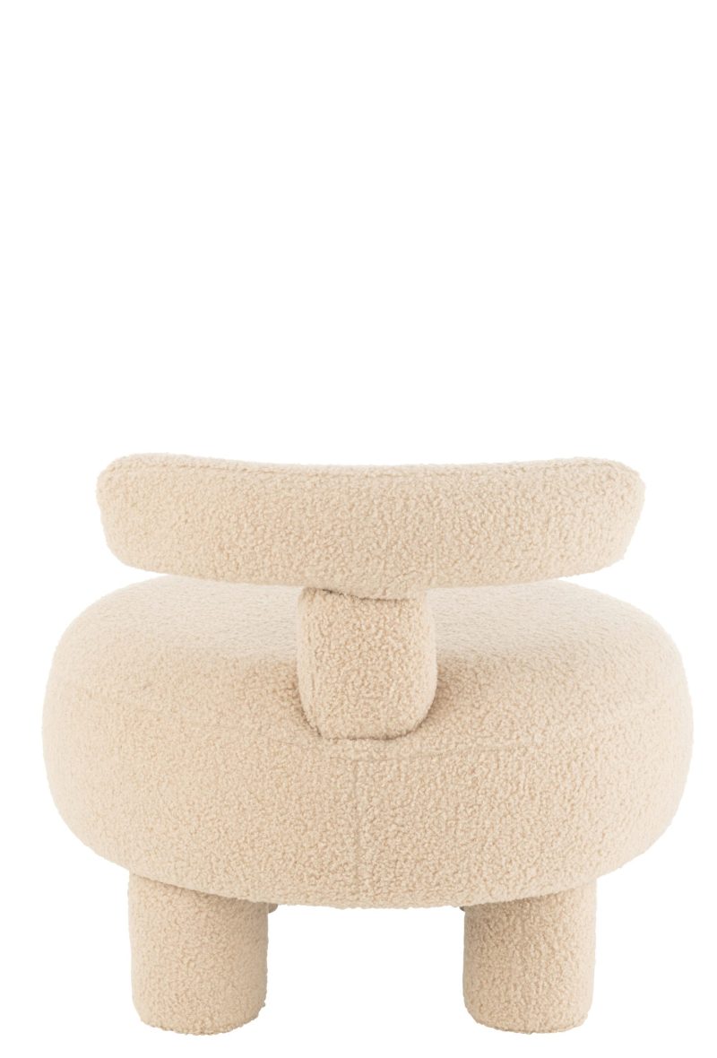 Pouf rond dossier bouclé chaud beige - Image 4