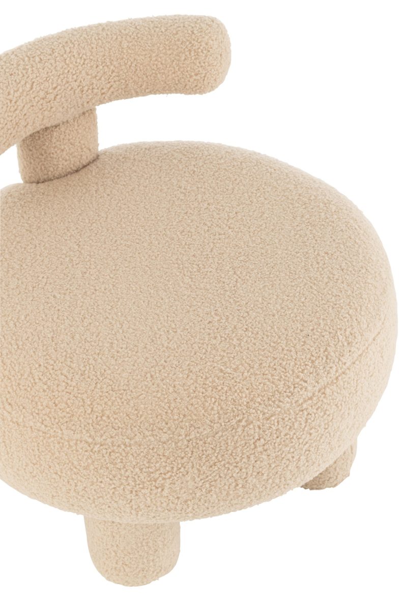 Pouf rond dossier bouclé chaud beige - Image 6