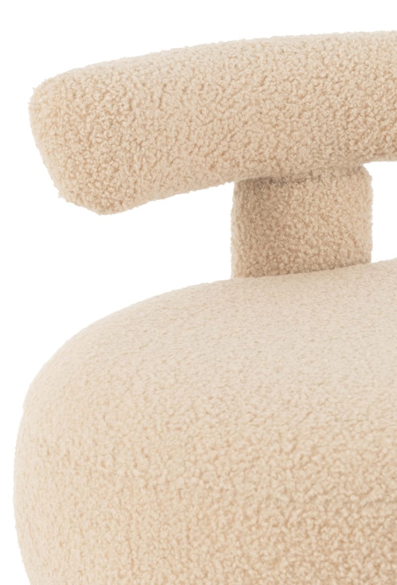 Pouf rond dossier bouclé chaud beige - Image 7