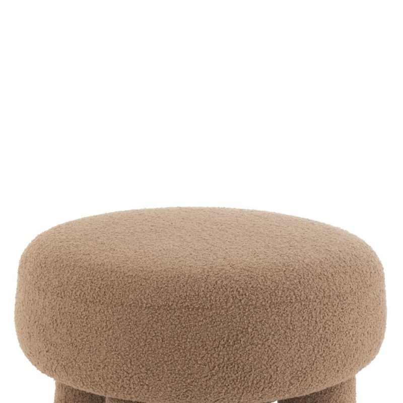 Pouf rond teddy pieds bouclé marron