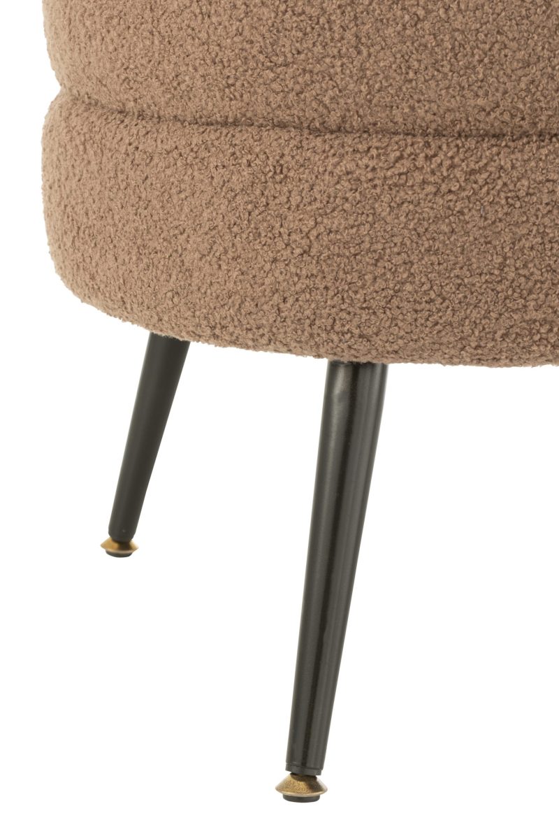 Pouf rond metal pieds velours marron - Image 3