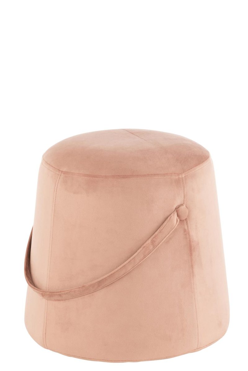 Pouf anse velours rose