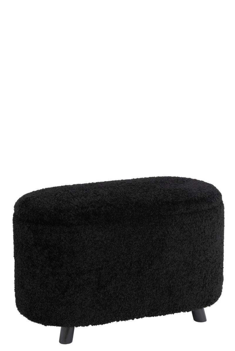 Pouf rangement teddy poly noir