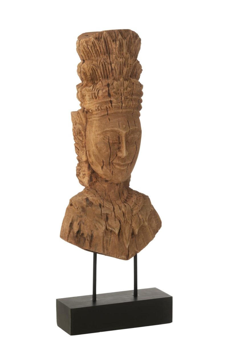 Buste lady sur socle bois manguier naturel