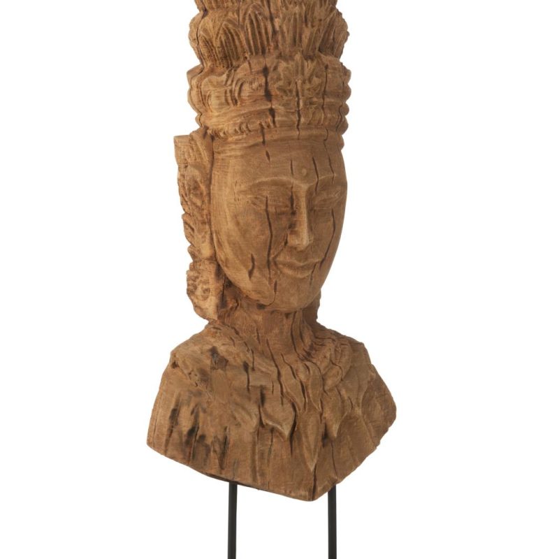 Buste lady sur socle bois manguier naturel