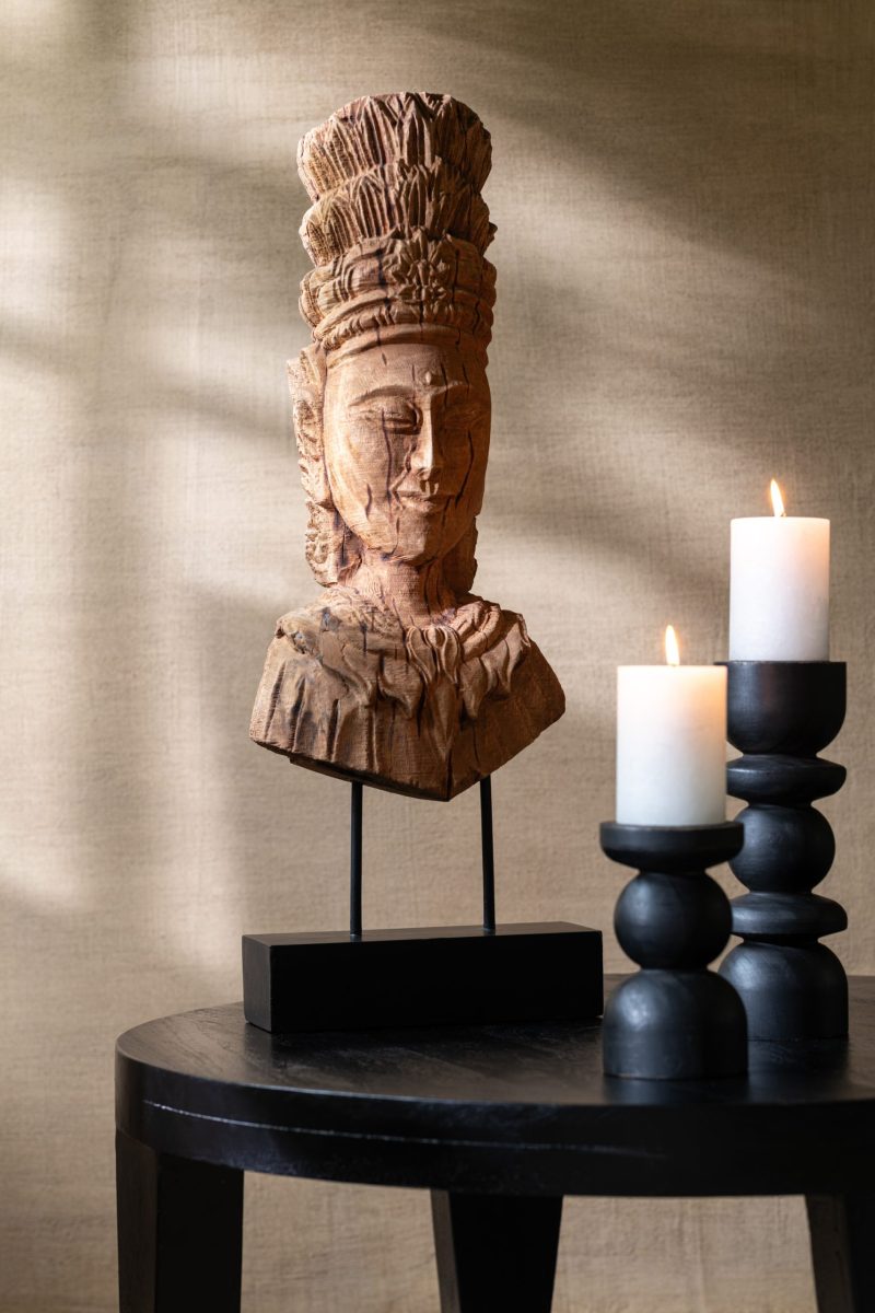 Buste lady sur socle bois manguier naturel - Image 4