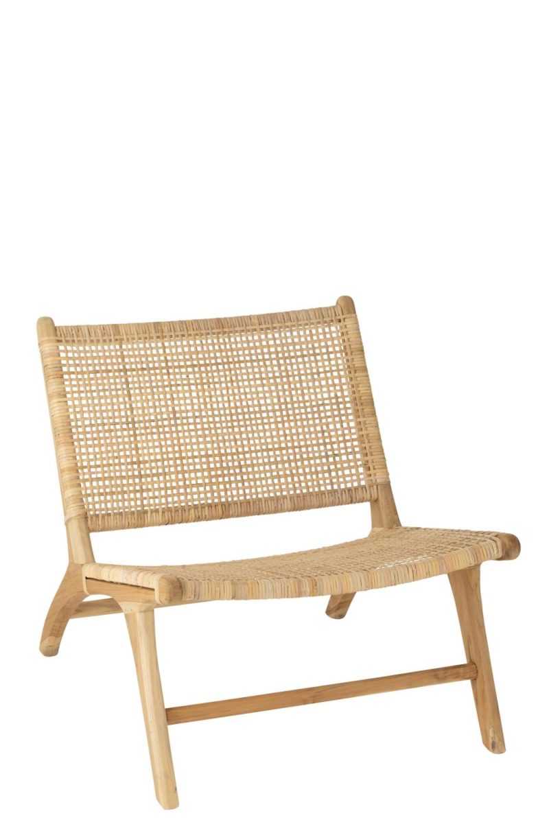 Chaise longue tissage desserré rotin naturel