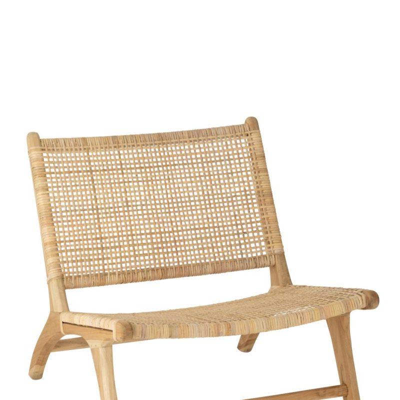 Chaise longue tissage desserré rotin naturel