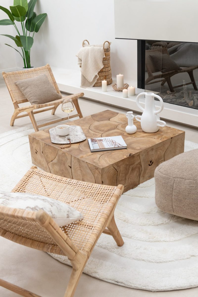 Chaise longue tissage desserré rotin naturel - Image 9