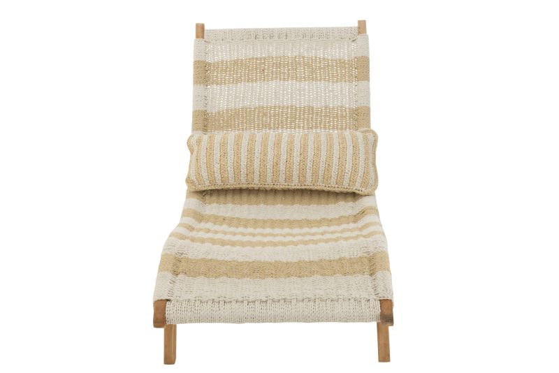 Transat+coussin rayures tissage plastique/teck blanc/naturel - Image 3