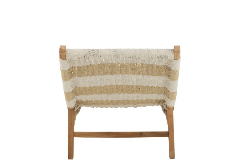 Transat+coussin rayures tissage plastique/teck blanc/naturel - Image 4