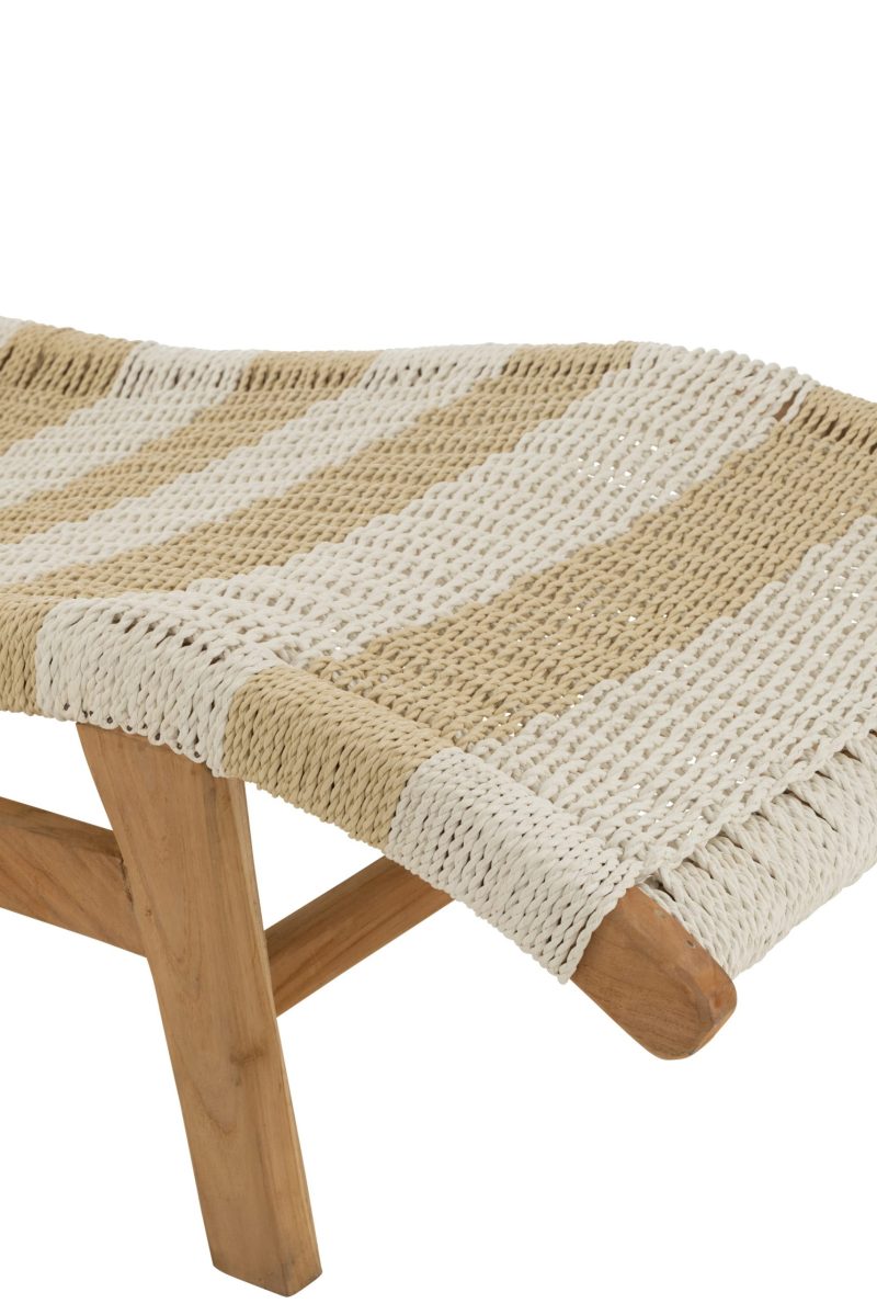 Transat+coussin rayures tissage plastique/teck blanc/naturel - Image 5