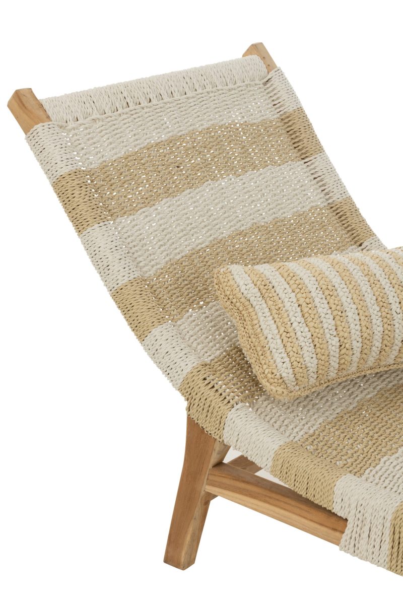 Transat+coussin rayures tissage plastique/teck blanc/naturel - Image 6