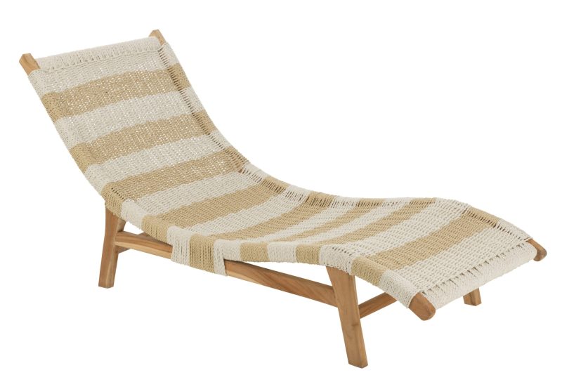 Transat+coussin rayures tissage plastique/teck blanc/naturel - Image 7