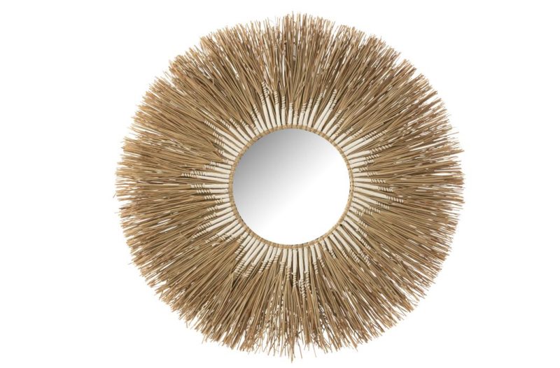 Miroir melissa paille naturel/blanc large