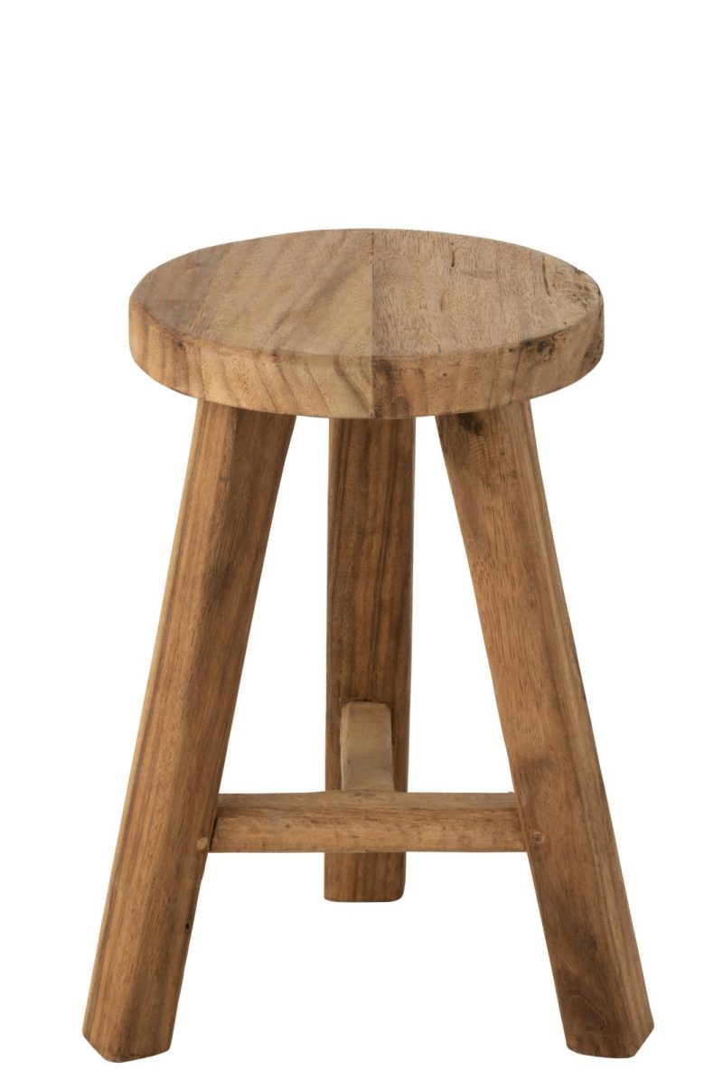 Tabouret rond teck recycle naturel